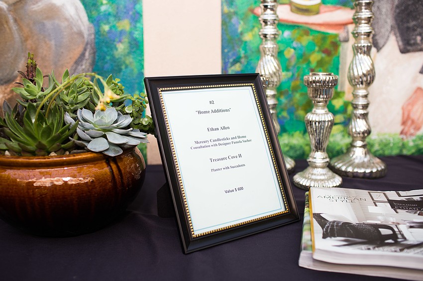 Silent auction items catered to women's wants, including this succulent planter.