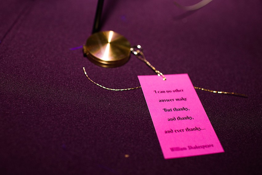 Lockets were placed on the tables with a quote from William Shakespeare.