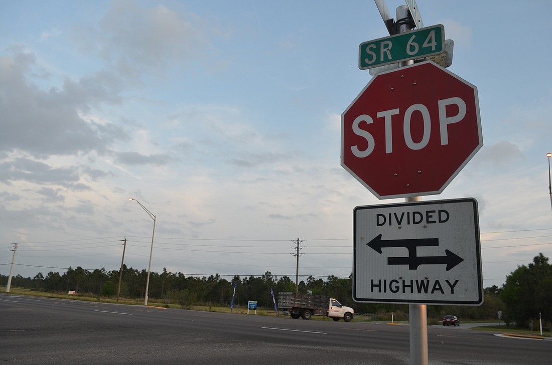 Residents of GreyHawk Landing and nearby communities worry about safety at the intersection of Greyhawk Boulevard and State Road 64. File photo.
