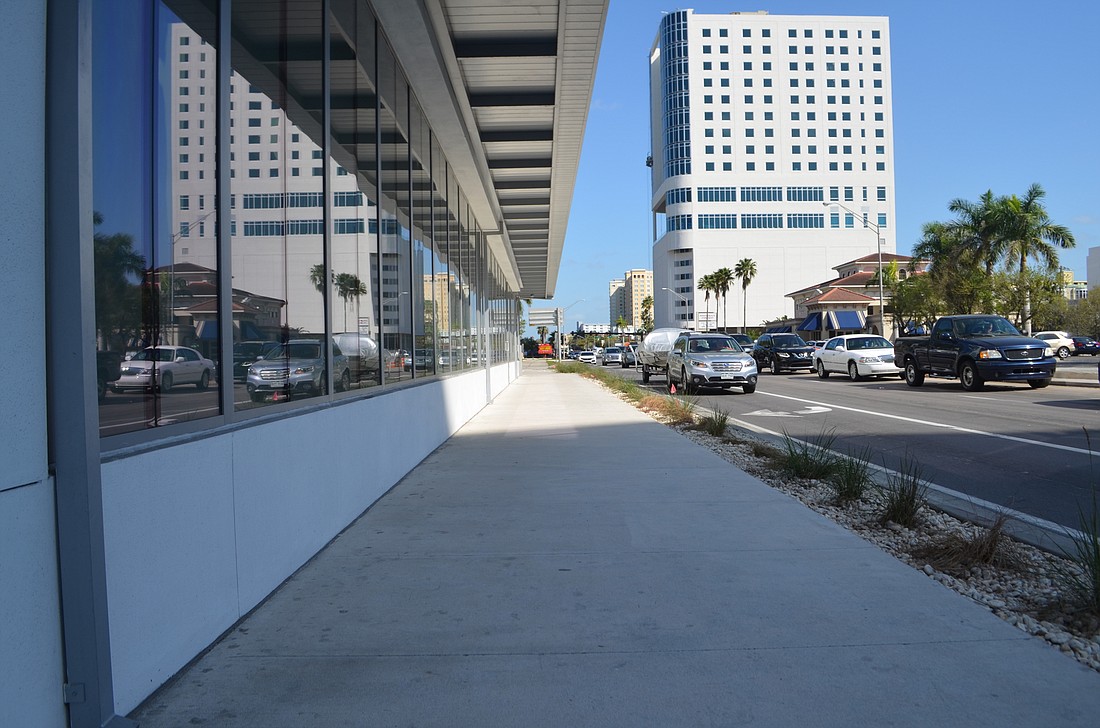 STOP has criticized the sidewalks next to the Westin Sarasota property, but city staff says building setbacks won&#39;t necessarily lead to better sidewalks.