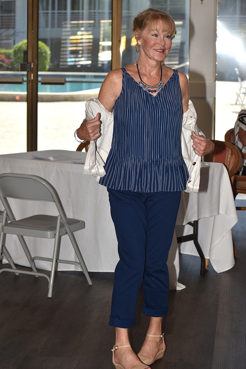 Gail Gilvey shows her outfit without a jacket.