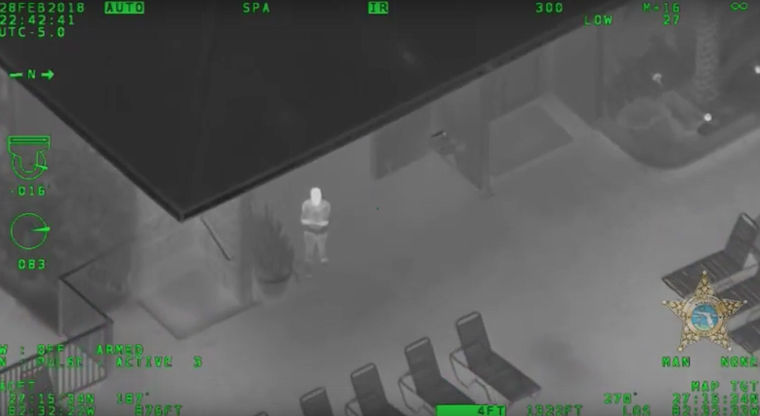 Deputies tracked the suspect, above, using the Sheriff&#39;s Office helicopter. Image courtesy Sheriff&#39;s Office video.