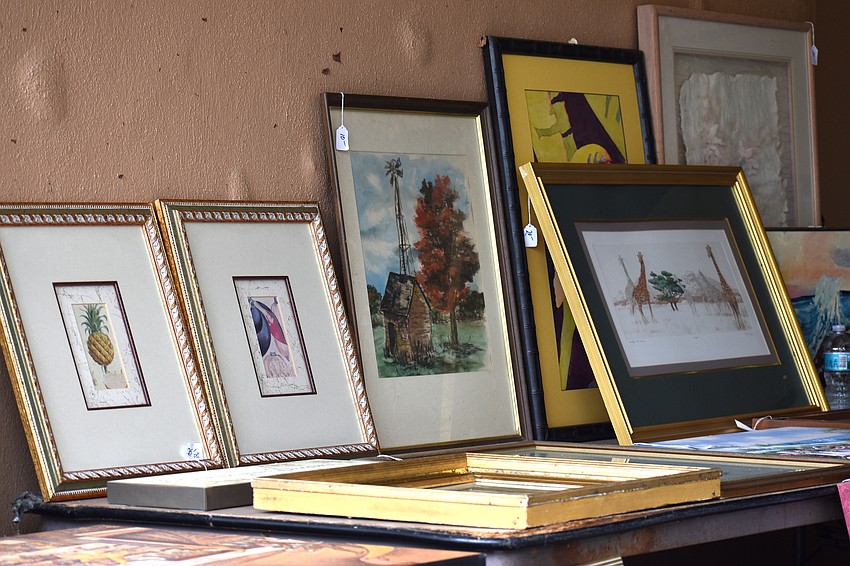 Artwork lined the walls to the sale outside.