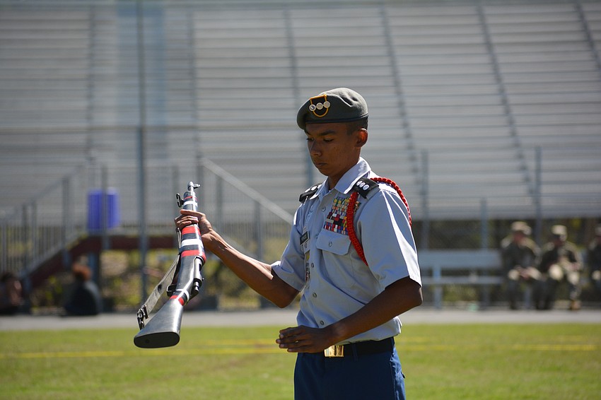 Jordan Feroze his his hands full during Squad Exhibition drills.