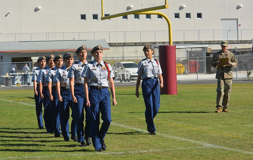 The drill teams show no emotion while going through drills, such as the Female Unarmed Squad event.