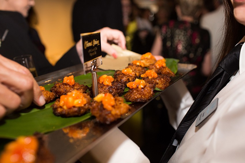 Hors d'oeuvres were served throughout cocktail hour, including these coconut shrimp.