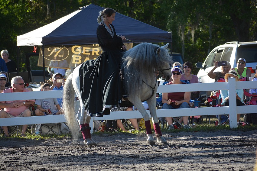Rebecca McCullough allows her stallion to show his incredible skills to the crowd.
