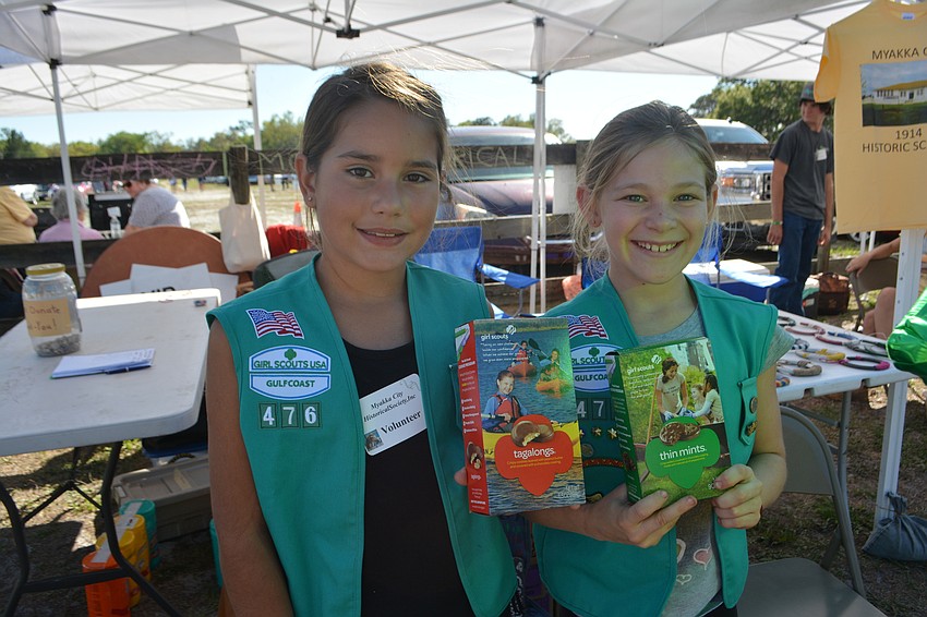 Miranda Flores and Lily Lockhart, both 9, sold Girl Scout cookies for Myakka City Troop 476.