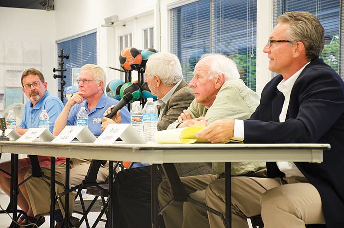 Commission candidates John Weber, Ken Schneier, Irwin Pastor, Ed Zunz and Randy Langley answered questions March 1 at a forum hosted by the Longboat Observer.