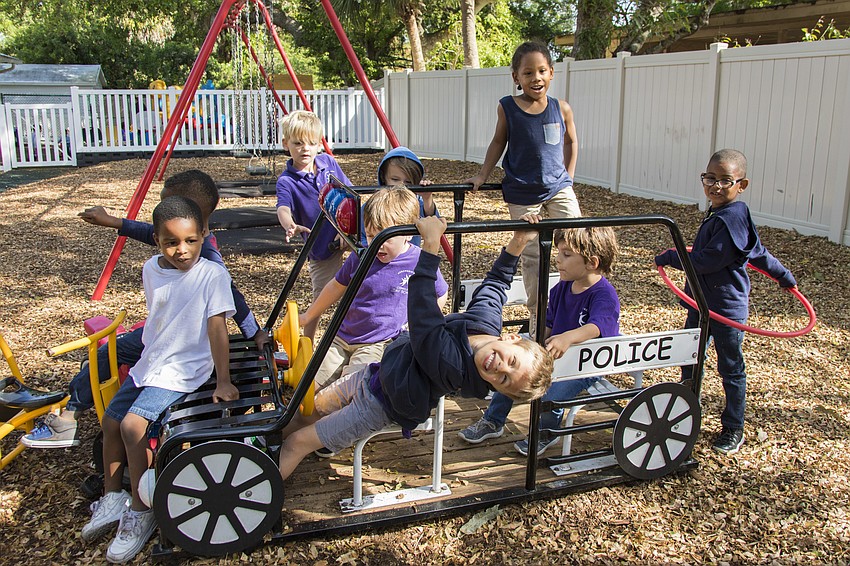 Students from both schools played together on the Children First playground.