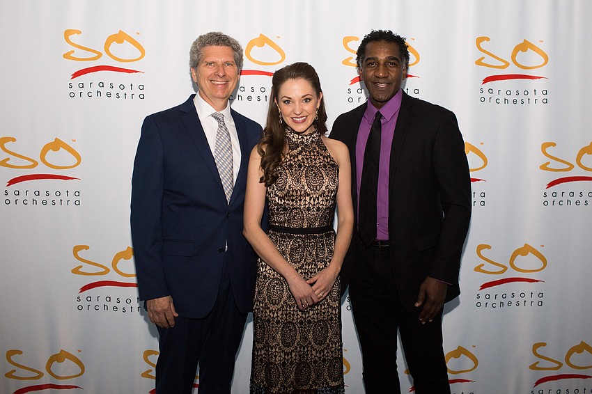 Andrew Lane, Laura Osnes and Norm Lewis