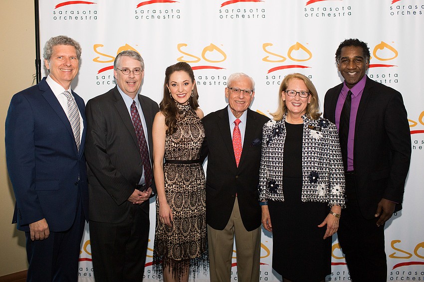 Joe McKenna, Andrew Lane, Laura Osnes, Co-Chairs Zuheir and Susan Sofia and Norm Lewis
