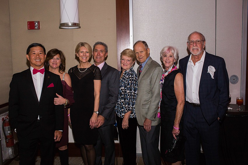 Co-Chairs Drs. Jon Yenari and Karen Hamad, Patricia and Roger Courtois, Carolyn and Bob Johnson with Clare and Richard Segall