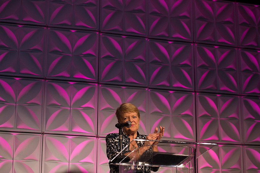 Co-Chairwoman Carolyn Johnson address the crowd.