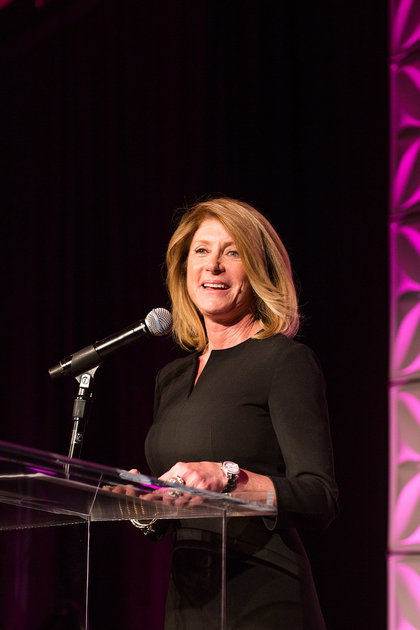 Former Texas Senator Wendy Davis gives her speech.