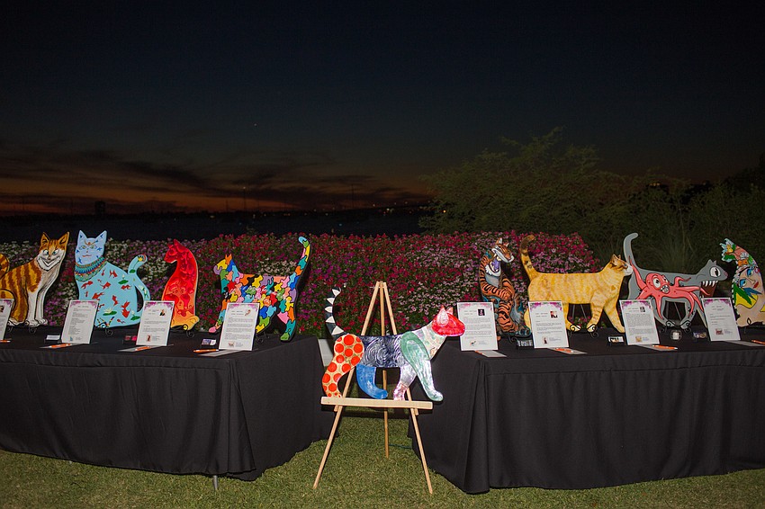 The cat silhouettes lined the view of the bay at Michael's on the Bay.
