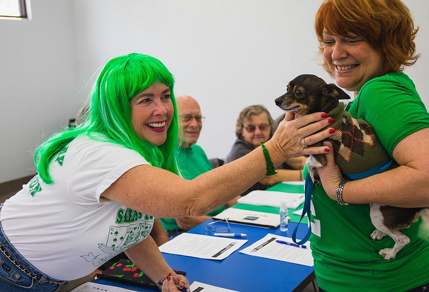 Event founder Donna DeFant meets Lovey.