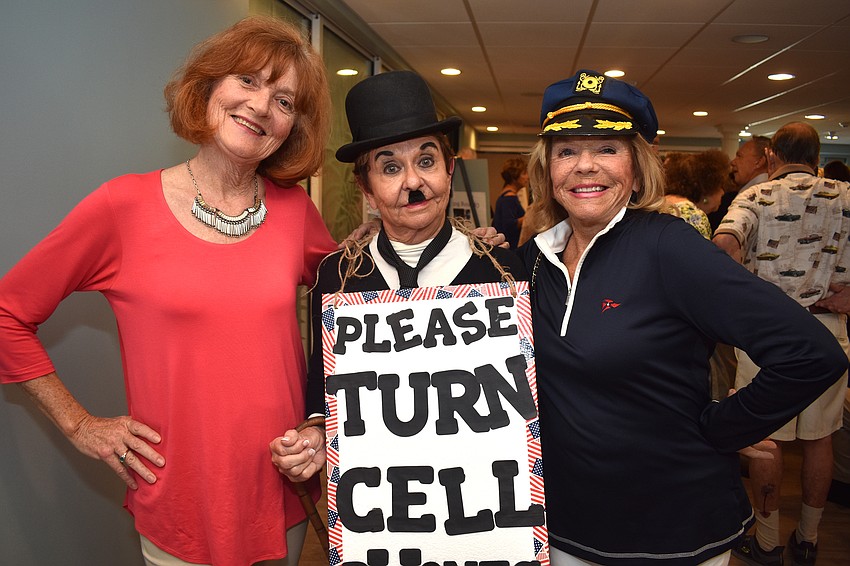 Becky Jones, Carol Peschel as Charlie Chaplin and Joan Partridge