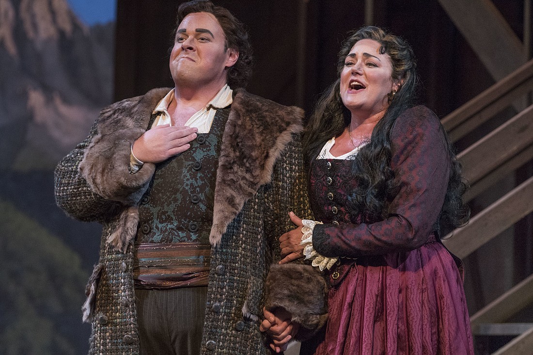 Tenor Ben Gulley as Pedro and soprano Kara Shay Thomson as Marta performing in Sarasota Operaâ€™s production of Tiefland by Eugen dâ€™Albert. Photo by Rod Millington