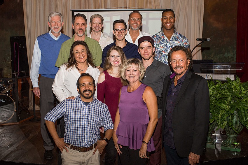 Dennis McGillicuddy, Florida Studio Theatre performers, Managing Director Rebecca Hopkins and Producing Artistic Director Richard Hopkins