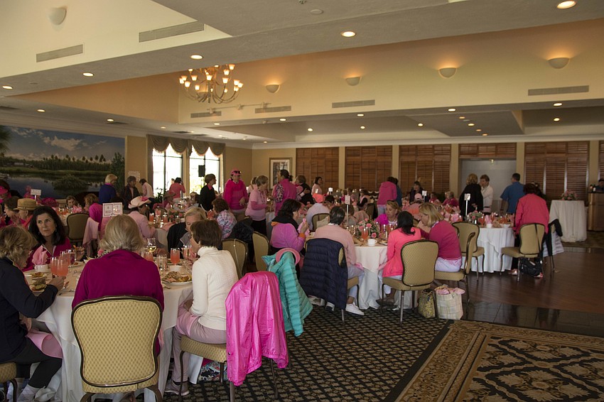 The Longboat Key Club’s Harbourside Dining Room was a sea of pink.