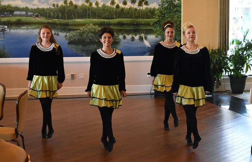 Emma, Stephanie, Jennifer and Savanna of Irish Dance Academy of Sarasota perform for guests.
