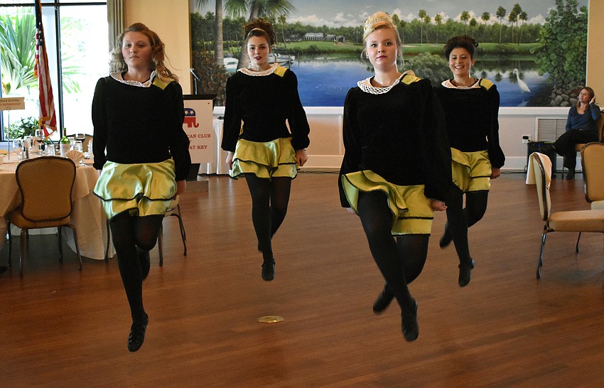 Emma, Jennifer, Savanna and Jennifer of Irish Dance Academy of Sarasota perform for guests.