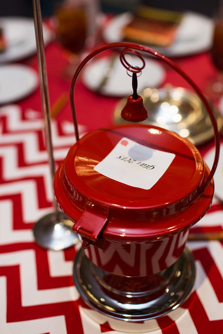 The centerpieces were the Salvation Army's iconic donation buckets.