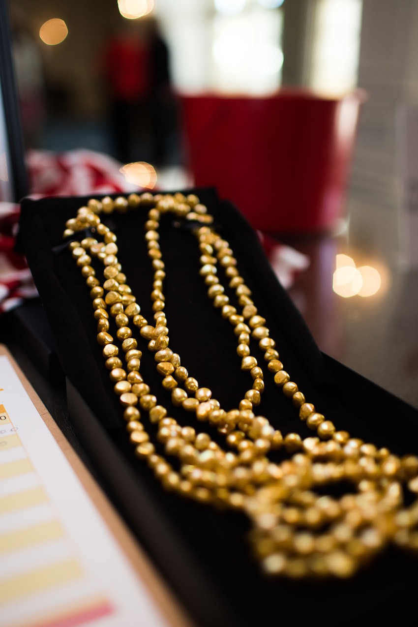 These strands of gold pearls were one of the silent auction items.