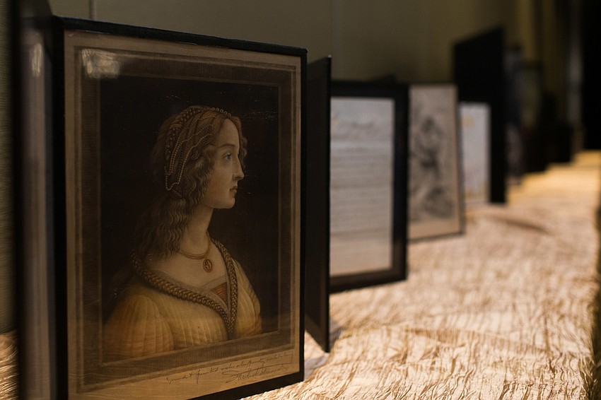 The speaker brought along his fine art collection for guests to view.