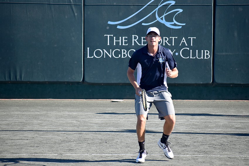 Daniel Dudockin gets ready to receive the ball during the exhibition.