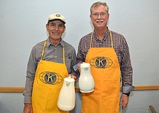 Jim Larson and Kiwanis Club President Steve Branham