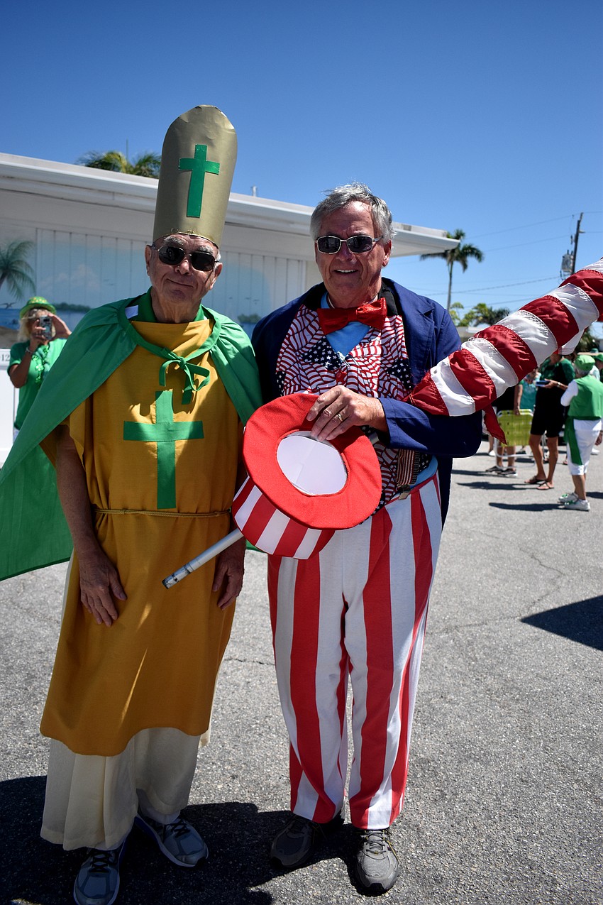 Mike Freeland as Saint Patrick and George Bader as Uncle Sam