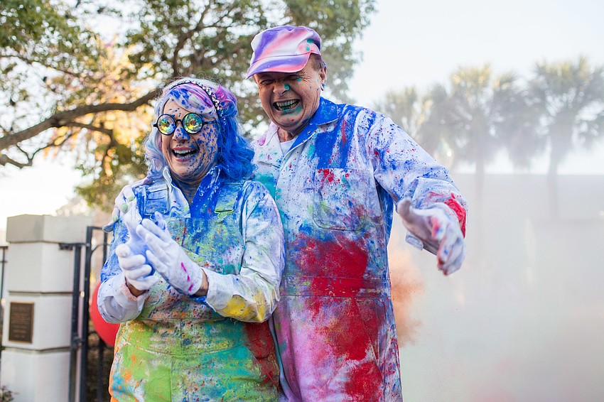 Pat and Ringling College President Larry Thompson celebrate their entrance to Avant-Garde.