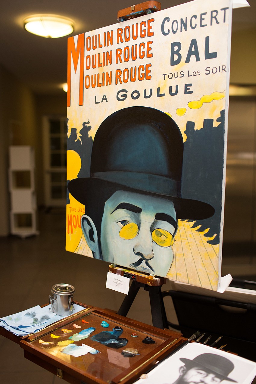 Tim Rogerson painted this piece during cocktail hour.