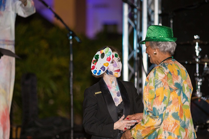 Patricia Caswell and Lorraine Matthews celebrate their wins for most beautiful.