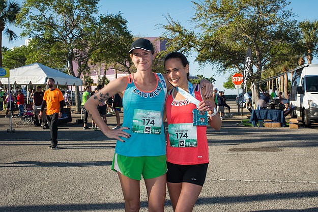 Lauren Udwari and Leah Mitchem of Team 0630SK took first place in the women's relay race.