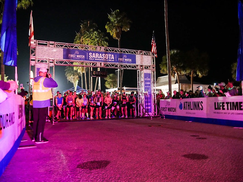 Runners get ready to begin the race. Photo Courtesy of First Watch Sarasota Half Marathon.