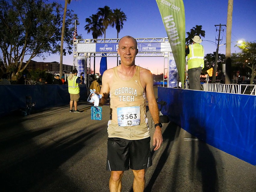 Jeffrey Zickus of Atlanta, Georgia took first place in the 10K race. Photo Courtesy of First Watch Sarasota Half Marathon.