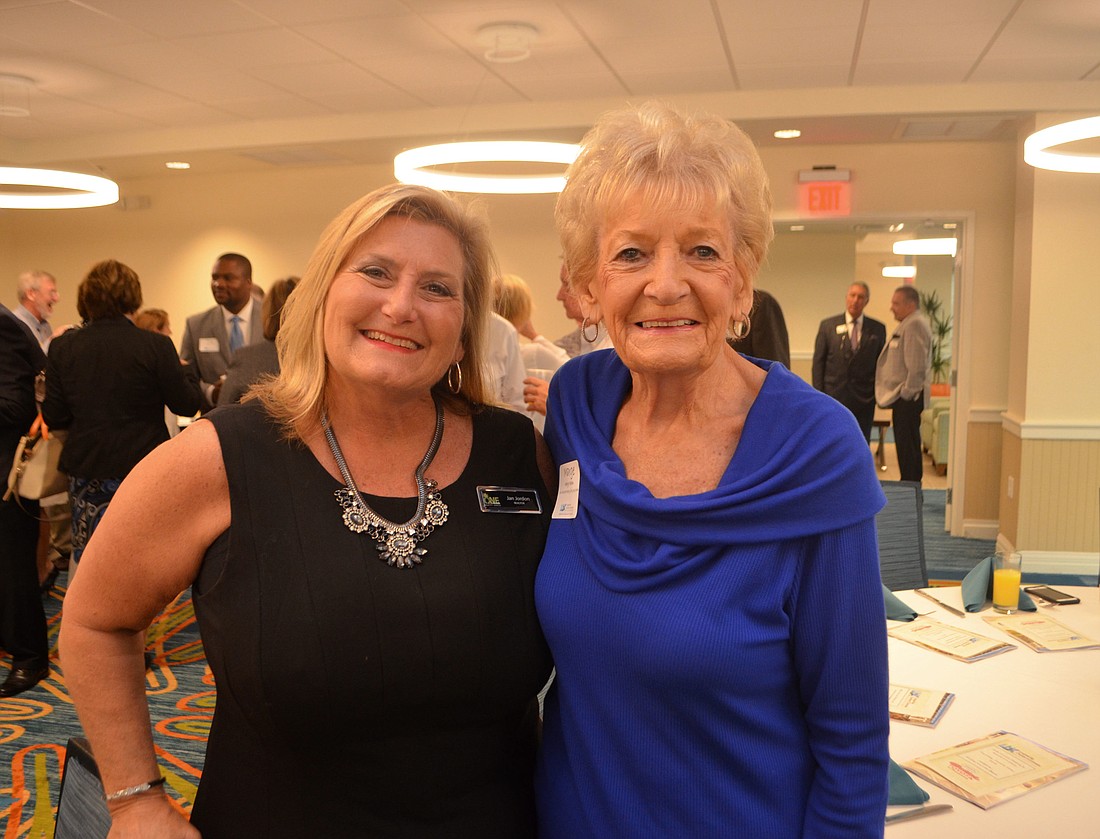 Jan Jordan and Marge Moran at last year&#39;s Longboat Key Chamber of Commerce award breakfast.