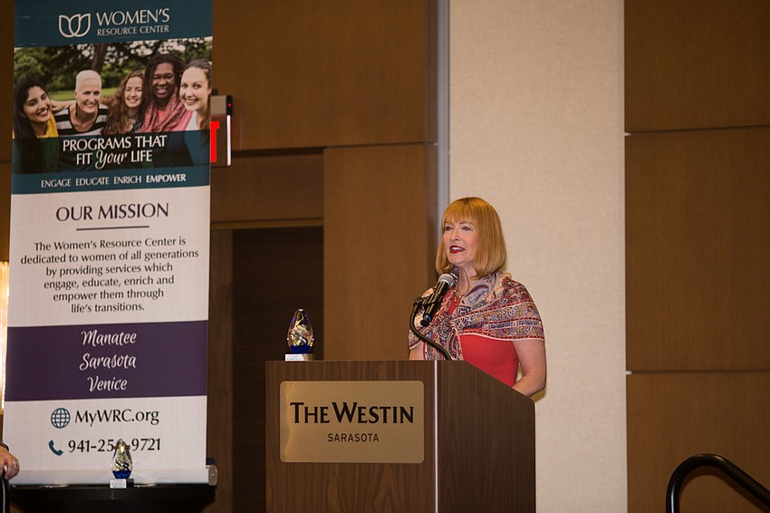 Honoree Emily Walsh gives her thank you speech.