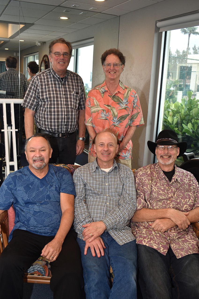 California Surf, Incorporated members Bobby Figueroa, Probyn Gregory and Randell Kirsch in the front and Sterling Smith and Ed Carter in the back.