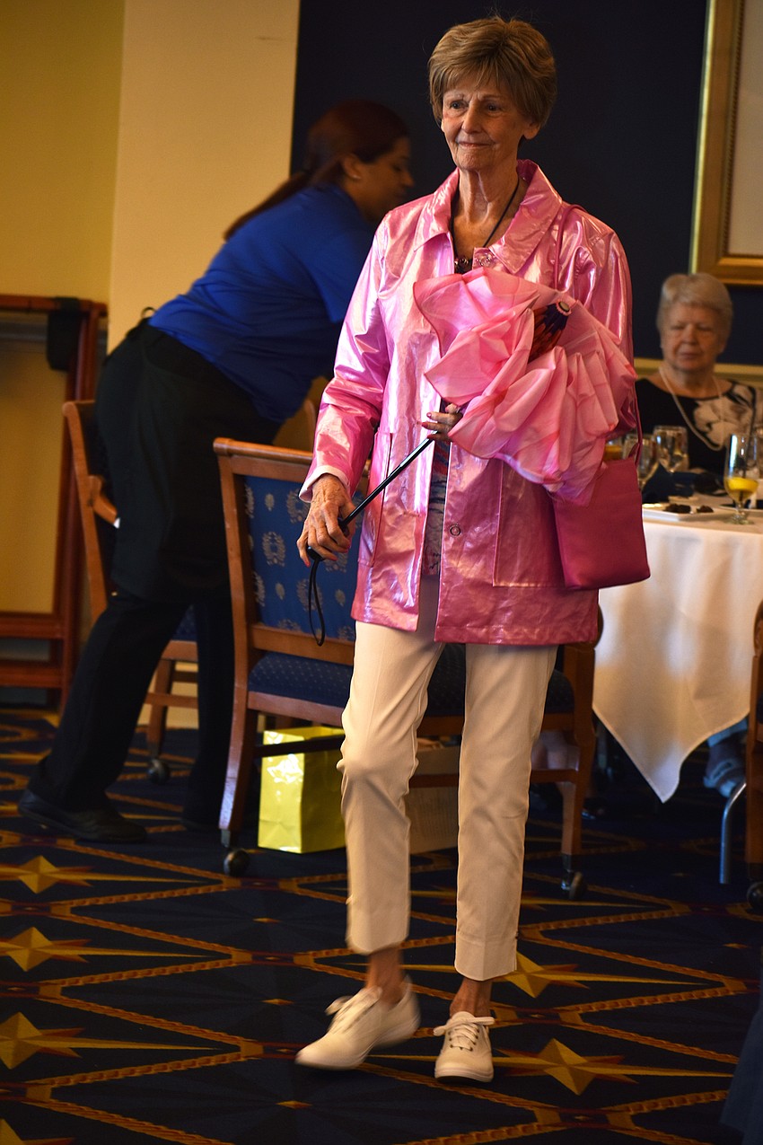 Each model used an umbrella as a prop during the fashion show.