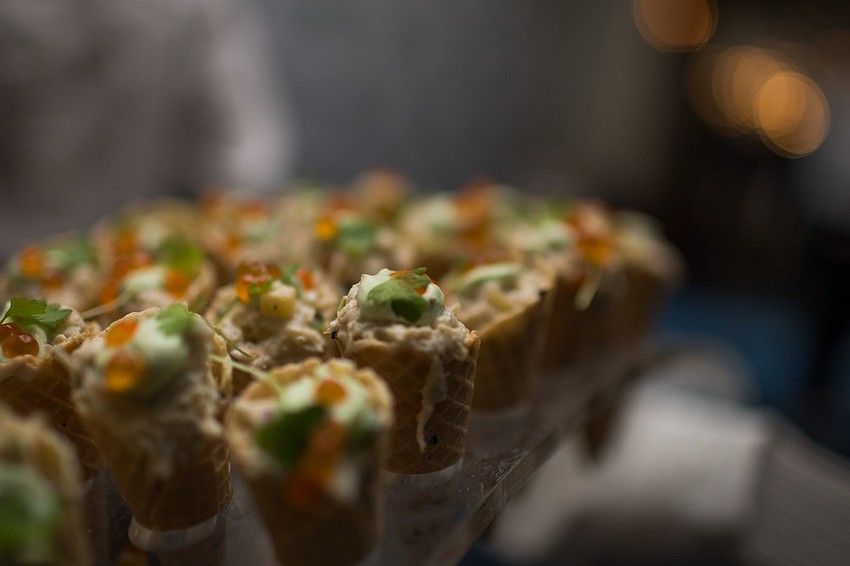 Avocado crab salad in ice cream cones were brought around to guests during cocktail hour.