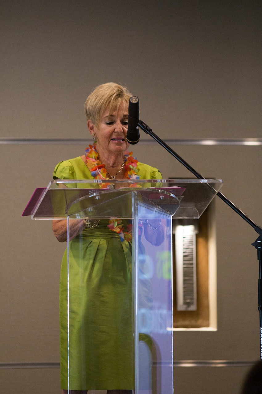 Co-Chairwoman Bunny Skirboll addresses the audience.