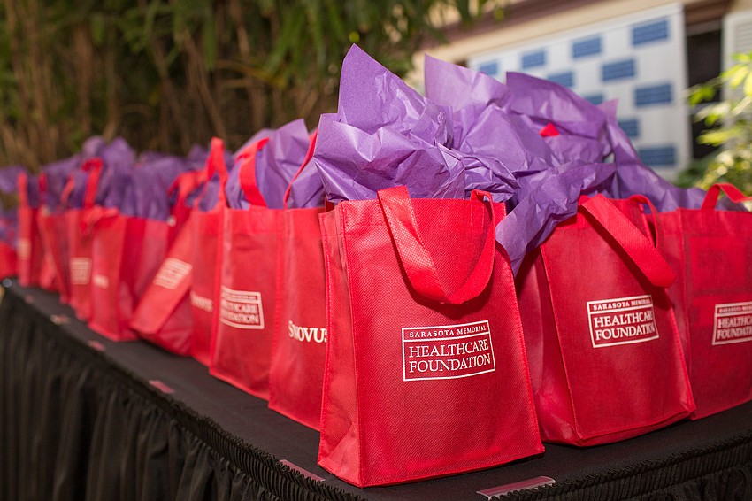 Gift bags lined the exit of Michael's On East.