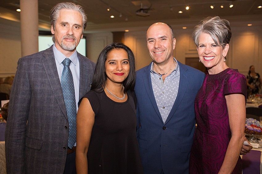 Speakers Dr. Daniel Case, Dr. Chippy Nalluri and Dr. Mauricio Concha with Sally Schule
