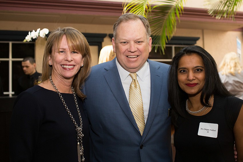 Carol Ann Kalish, CEO of Sarasota Memorial Hospital David Verinder and Speaker Dr. Chippy Nalluri