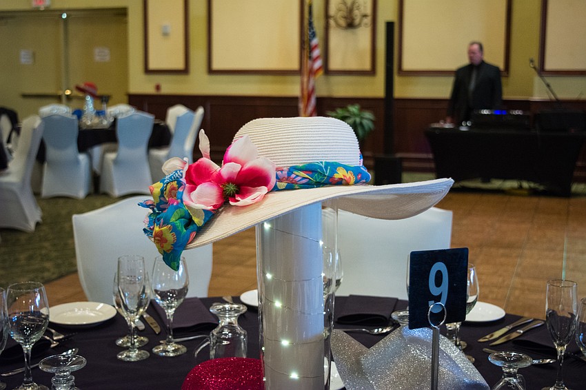 Various hats adorned the tables at the Temple Sinai Hats Off to Volunteers Gala.