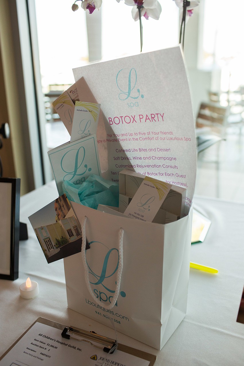 Silent auction items included gift baskets of many varieties.